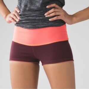 lululemon athletica Coral and Burgundy Athletic Shorts